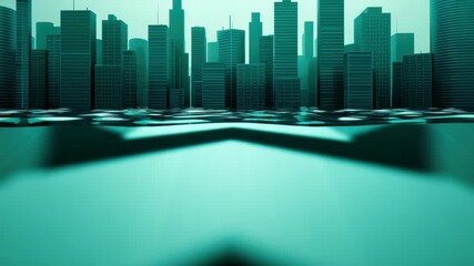 Modern Metropolis: An abstract cityscape showcases a futuristic metropolis. Reflections add a surreal atmosphere, ideal for conveying innovation and urban concepts. - Powered by Adobe