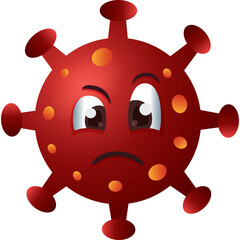 Red Cartoon Coronavirus Character With Angry Expression And Spotted Surface Isolated On Transparent Background Detailed Vector Illustration