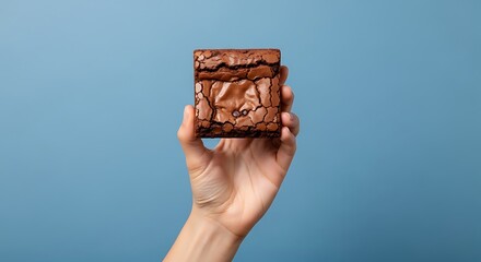 hand holding a brownie square