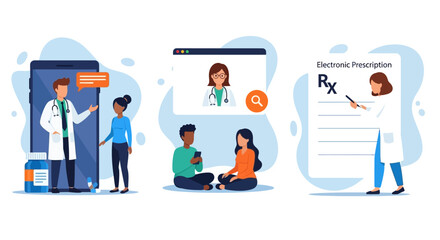 Digital healthcare consultation with a doctor online via smartphone and electronic prescription