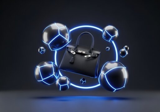 Luxury Handbag in Neon Sphere Display for Style Sale - Powered by Adobe