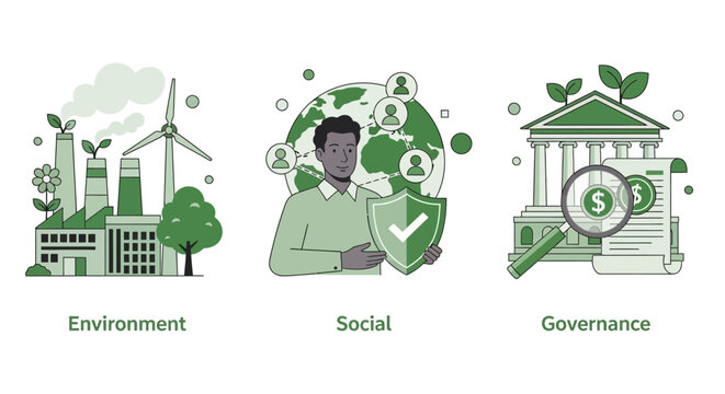 ESG Factors Environment, Social, Governance Illustration