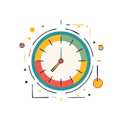 Obraz premium Modern Clock Icon — geometric abstract timepiece illustrations in colorful flat vector style