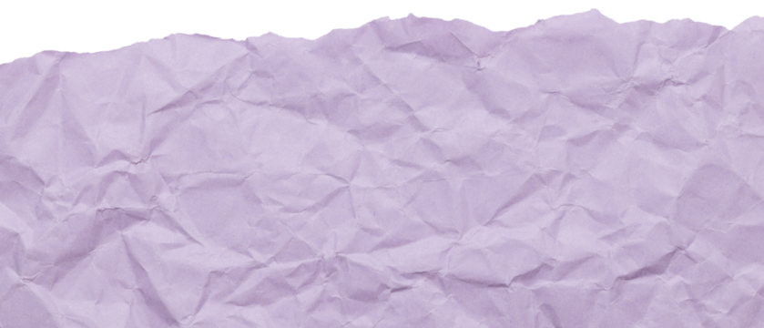 Tear edge of lavender purple wrinkled paper, isolated textured scrap for collage design