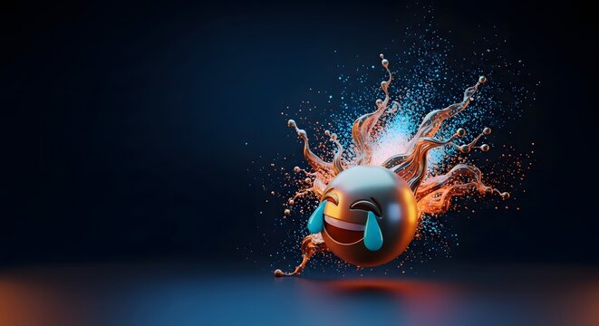 Dynamic Laughing Emoji Splash perfect for social media posts, website banners, app icons, digital marketing, presentations, blog graphics, humorous