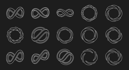 Infinite loop and circular abstract modern design elements for branding and technology concepts