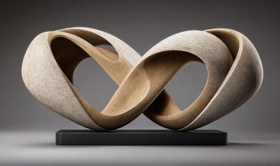 Abstract sculpture with interconnected, flowing forms.