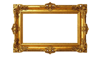Ornate gold picture frame with intricate carvings and a blank white center 1.