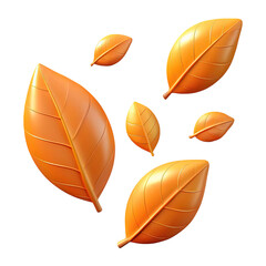 3d illustration of a dynamic 3d rendering of scattered golden autumn leaves, capturing the essence of fall with a modern and stylized aesthetic isolated on transparent background