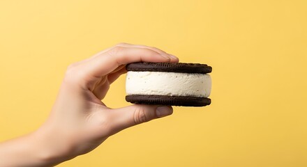 hand holding an ice cream sandwich