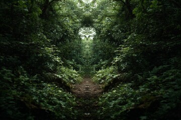 Obraz premium Serene Forest Pathway Surrounded by Lush Greenery