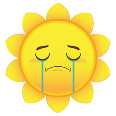 sun crying face cartoon cute
