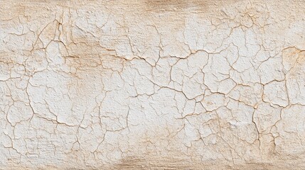 Obraz premium Close up of a weathered cracked white plaster wall with subtle brown stains
