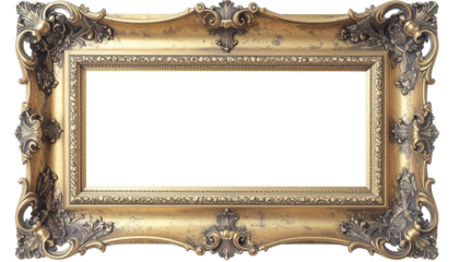 Ornate Golden Picture Frame with Intricate Carvings and Blank Space 9.