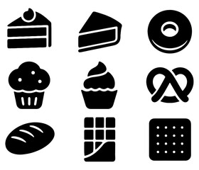 Sweet Treats Selection: A delightful assortment of pastries, cakes, and cookies offers a tempting invitation, captured in a clean, minimalist style.