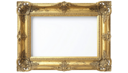 Ornate Golden Picture Frame with Intricate Carvings and Blank Space 8.