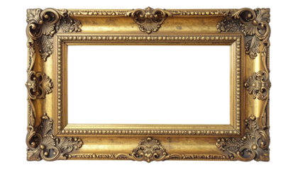 Ornate Golden Picture Frame with Intricate Carvings and Blank Space 11.