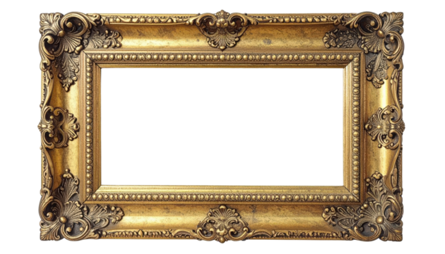 Ornate Golden Picture Frame with Intricate Carvings and Blank Space 11.