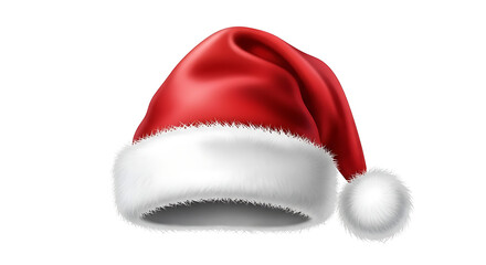 Vibrant red Santa hat with a soft white fluffy brim and a matching pom-pom, perfect for festive holiday celebrations.