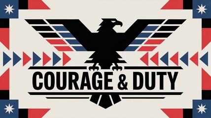 Courage and duty emblem featuring an eagle with striking colors