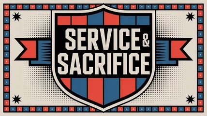 Service and sacrifice theme displayed in bold graphic design