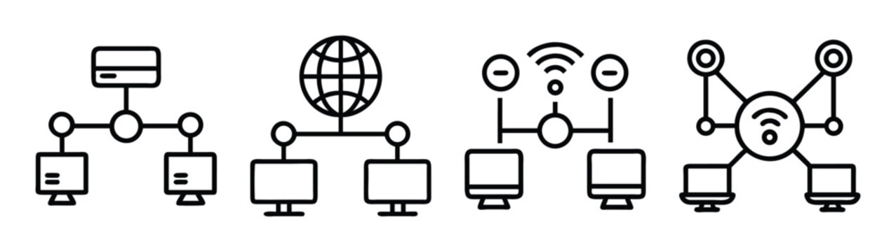 Network topology diagram of server client internet connection wifi access point structure design
