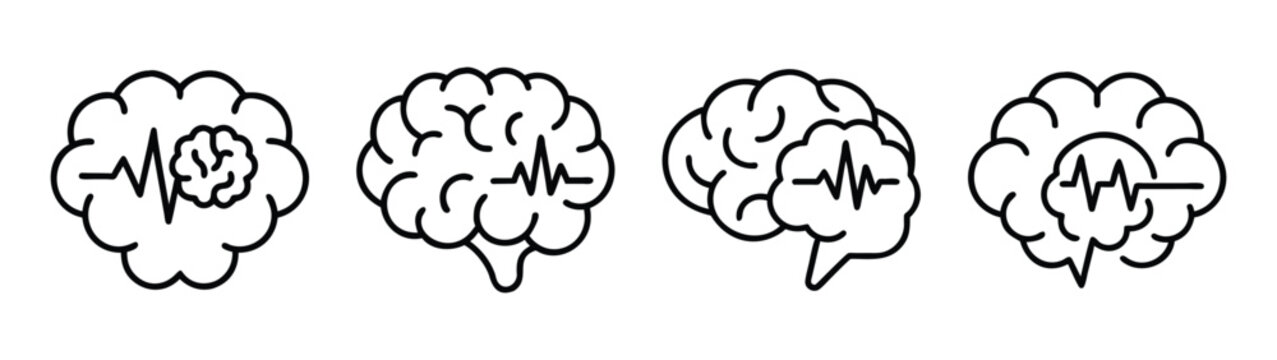 Brain health awareness illustration with eeg waves for mental health and neurological studies