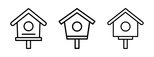 Three birdhouse designs vector illustration for diy projects woodworking and backyard decor ideas