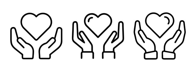 Hands holding heart vector illustration for love, care, support, and charity concepts design element
