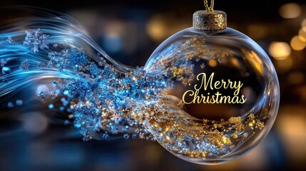 Christmas ornament glowing with festive light trails