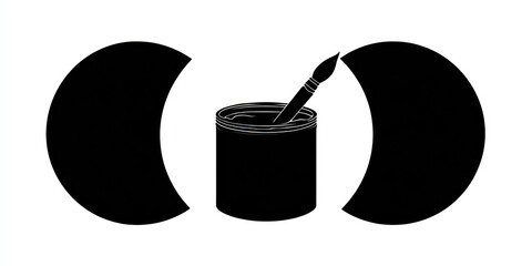 Paint can and paintbrush graphic design.