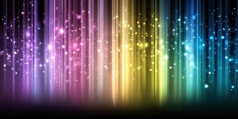 Colorful vertical lines with sparkling light effects.