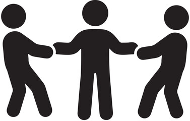 Icon of three people in a tug of war conflict