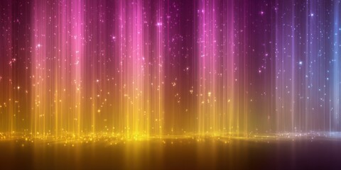 Vibrant vertical light beams with shimmering particles.