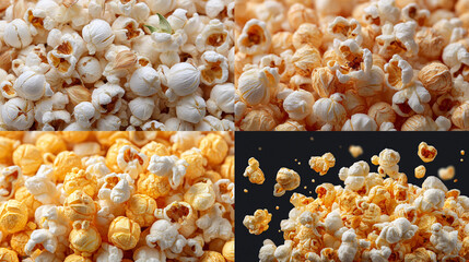 popcorn on a black background