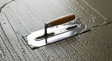 Applying Cement with Trowel Close Up Construction Work