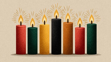 Candles for kwanzaa celebration with red, green and black