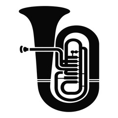 A striking tuba silhouette isolated on white background, capturing the essence of musical instruments and brass artistry, perfect for music enthusiasts and design projects alike
