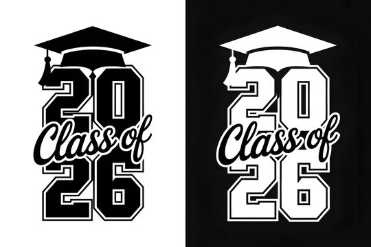 Graduation design for class of 2026 featuring a cap and bold typography ideal for invitations and announcements