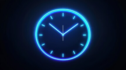 glowing neon analog clock illustration against dark backdrop showcasing time precision and modern aesthetic with luminous display technology