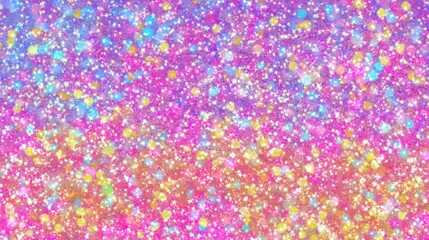 iridescent confetti shower: a dazzling cascade of glittery pink, purple, blue, and gold sparkles creating a magical dreamlike background