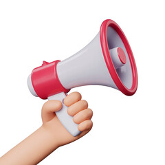 3D Hand with Megaphone Public Alert