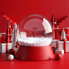 Empty Snow Globe Pedestal for Christmas Product Display