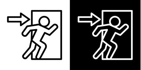 Emergency Exit  Icon Set White Style Collection