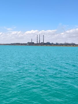 Industrial landscape on Lake Balkhash, Kazakhstan