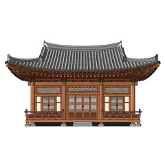 Fototapeta premium Intricate depiction of a traditional Korean pavilion with elegant architectural elements