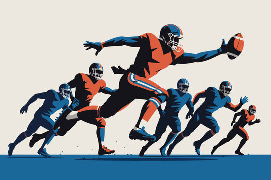 Dynamic Football Action Scene with Three Players in Bold Colors Capturing the Thrill of the Game