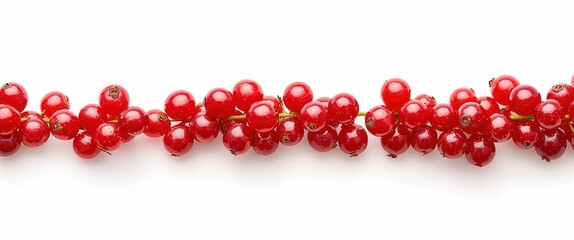 Juicy red currants cascade down a delicate stem, creating a beautiful burst of natural color.