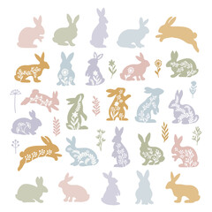 A set of hand-drawn vector illustrations with Easter elements.