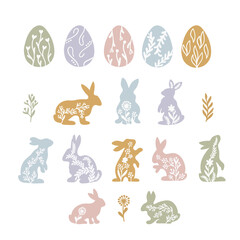 A set of hand-drawn vector illustrations with Easter elements.